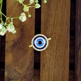 Turkish Evil Eye American Diamond Gold Centre Pcs For Women