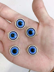 Turkish Evil Eye American Diamond Gold Centre Pcs For Women