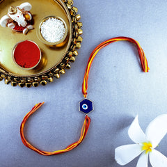Hexagon Evil Eye Blue Thread Rakhi For Men