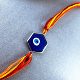 Hexagon Evil Eye Blue Thread Rakhi For Men