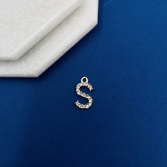 Alphabets Initial Letter American Diamonds Gold Copper Necklace Pendant Chain For Women