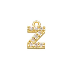 Alphabets Initial Letter American Diamonds Gold Copper Necklace Pendant Chain For Women