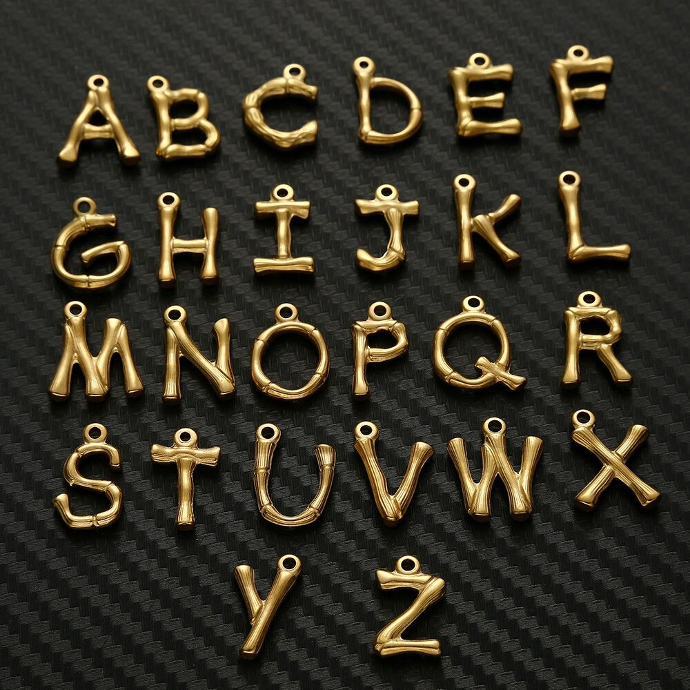 Initial Letter Alphabet Gold Pendant Charm For Women