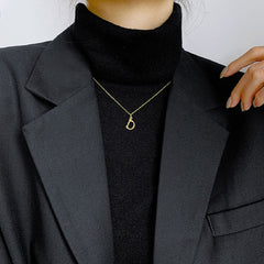 Copper Gold Initial Letter Alphabet A Bamboo Necklace Pendant Chain Women