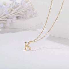 Copper Gold Initial Letter Alphabet A Bamboo Necklace Pendant Chain Women