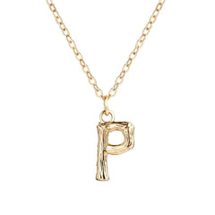 Copper Gold Initial Letter Alphabet A Bamboo Necklace Pendant Chain Women