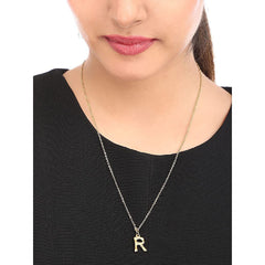 Copper Gold Initial Letter Alphabet A Bamboo Necklace Pendant Chain Women