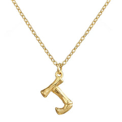 Copper Gold Initial Letter Alphabet A Bamboo Necklace Pendant Chain Women
