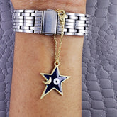 Evil Eye Star Moon Enamel Blue Gold Watch Charm For Women
