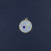 Sun Moon Gold Blue Crystal Brass Pendant For Women
