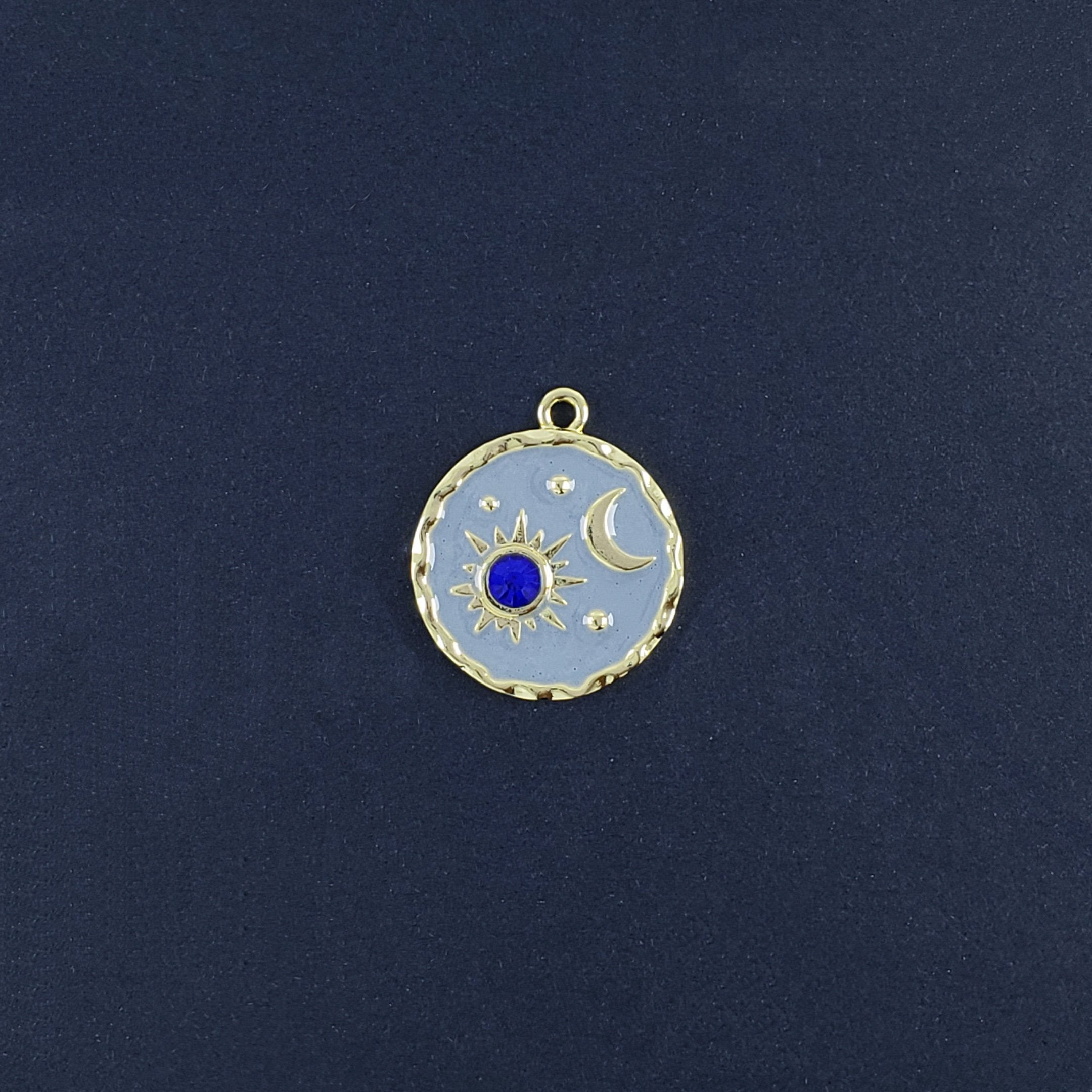 Sun Moon Gold Blue Crystal Brass Pendant Combo Pack Of 2 For Women