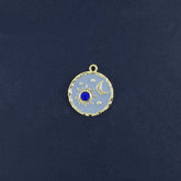 Sun Moon Gold Blue Crystal Brass Pendant Combo Pack Of 2 For Women
