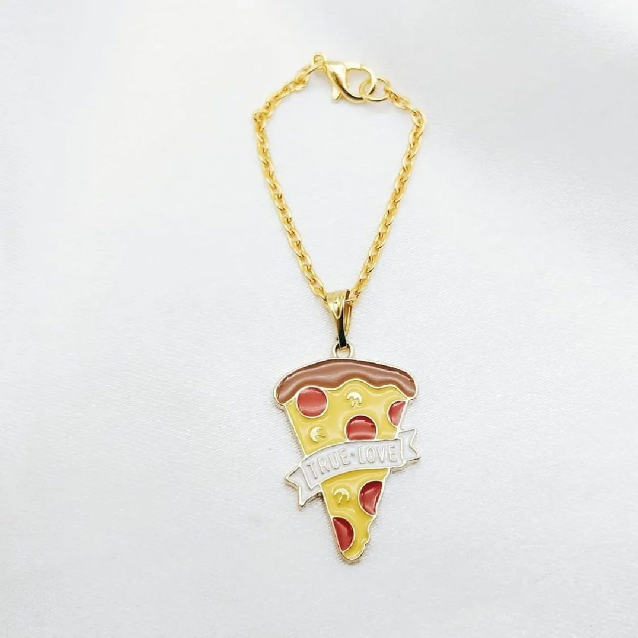 Alloy Enamel Pizza Watch Charm For Women Gold Yellow