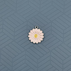 Brass Enamel White Yellow Gold Daisy Flower Pendant For Women Girls