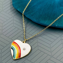 Brass With Enamel Multicolor Gold Rainbow Pendant For Women Girls