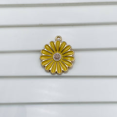 Brass With Enamel Yellow White Gold Sun Flower Pendant Combo Pack Of 6 For Women