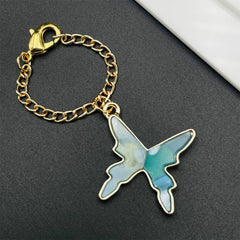 Alloy Enamel Butterfly Watch Charm For Women Gold Green