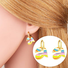 Copper Enamel Alphabets Initial Letter Drop Earring Pair For Women Gold