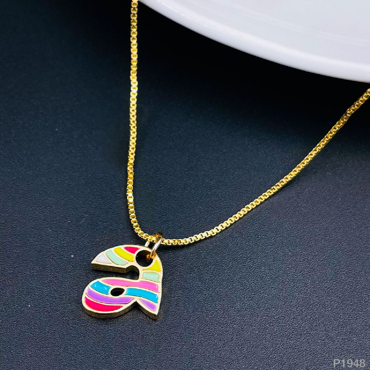 Copper Enamel Gold Multicolor Letter Alphabet Initial A Necklace Pendant Chain For Women Girls