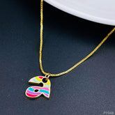 Copper Enamel Gold Multicolor Letter Alphabet Initial A Necklace Pendant Chain For Women Girls