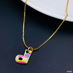 Copper Enamel Gold Multicolor Letter Alphabet Initial A Necklace Pendant Chain For Women Girls
