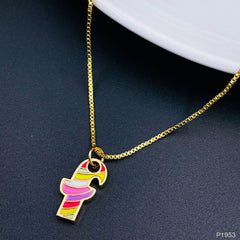 Copper Enamel Gold Multicolor Letter Alphabet Initial A Necklace Pendant Chain For Women Girls