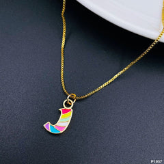 Copper Enamel Gold Multicolor Letter Alphabet Initial A Necklace Pendant Chain For Women Girls