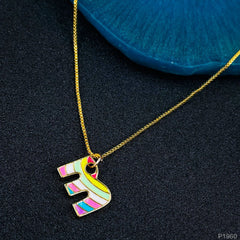Copper Enamel Gold Multicolor Letter Alphabet Initial A Necklace Pendant Chain For Women Girls