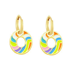 Copper Enamel Alphabets Initial Letter Drop Earring Pair For Women Gold