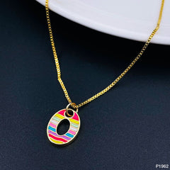 Copper Enamel Gold Multicolor Letter Alphabet Initial A Necklace Pendant Chain For Women Girls