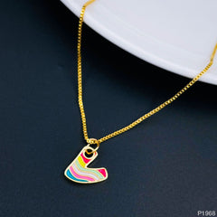 Copper Enamel Gold Multicolor Letter Alphabet Initial A Necklace Pendant Chain For Women Girls