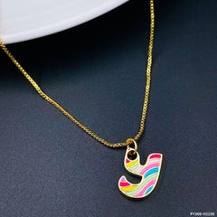 Copper Enamel Gold Multicolor Letter Alphabet Initial A Necklace Pendant Chain For Women Girls