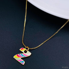 Copper Enamel Gold Multicolor Letter Alphabet Initial A Necklace Pendant Chain For Women Girls