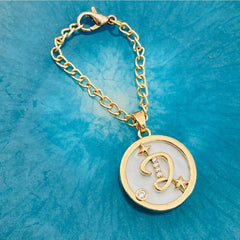 Copper Star Cubic Zirconia Gold Letter Watch Charm Women