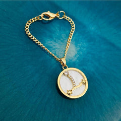 Copper Star Cubic Zirconia Gold Letter Watch Charm Women