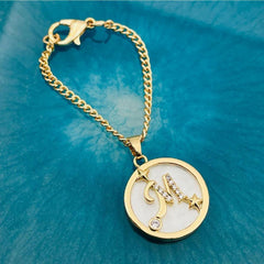 Copper Star Cubic Zirconia Gold Letter Watch Charm Women