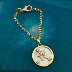 Copper Star Cubic Zirconia Gold Letter Watch Charm Women