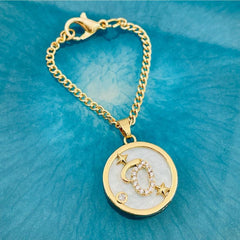 Copper Star Cubic Zirconia Gold Letter Watch Charm Women