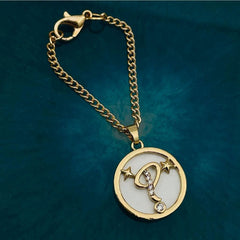 Copper Star Cubic Zirconia Gold Letter Watch Charm Women