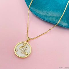 Copper Cubic Zirconia Gold Letter Necklace Pendant Chain