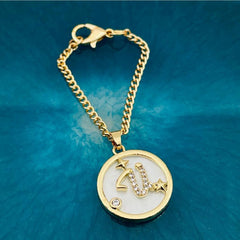 Copper Star Cubic Zirconia Gold Letter Watch Charm Women