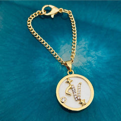 Copper Star Cubic Zirconia Gold Letter Watch Charm Women