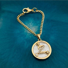 Copper Star Cubic Zirconia Gold Letter Watch Charm Women