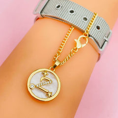 Copper Star Cubic Zirconia Gold Letter Watch Charm Women