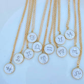 Copper Gold All Constellation Zodiac Star Sign Pendant Chain Women
