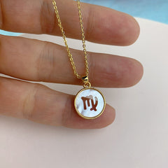 Copper Gold All Constellation Zodiac Star Sign Pendant Chain Women