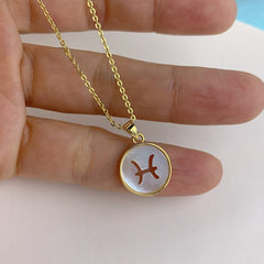 Copper Gold All Constellation Zodiac Star Sign Pendant Chain Women