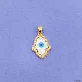 Copper Gold Hamsa Evil Eye Cubic Zirconia Pendant Charm Accessories