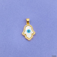 Copper Gold Hamsa Evil Eye Cubic Zirconia Pendant Charm Accessories