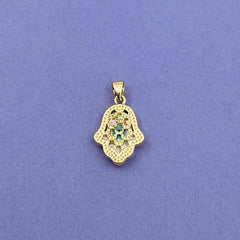 Copper Gold Hamsa Evil Eye Cubic Zirconia Pendant Charm Accessories